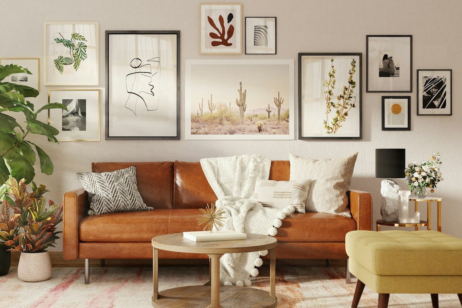 Ruhiges Wohnzimmer mit Sofa